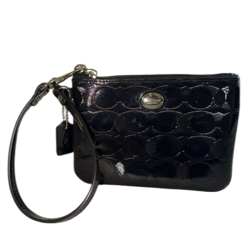 Coach Black Patent Leather Wristlet EUC